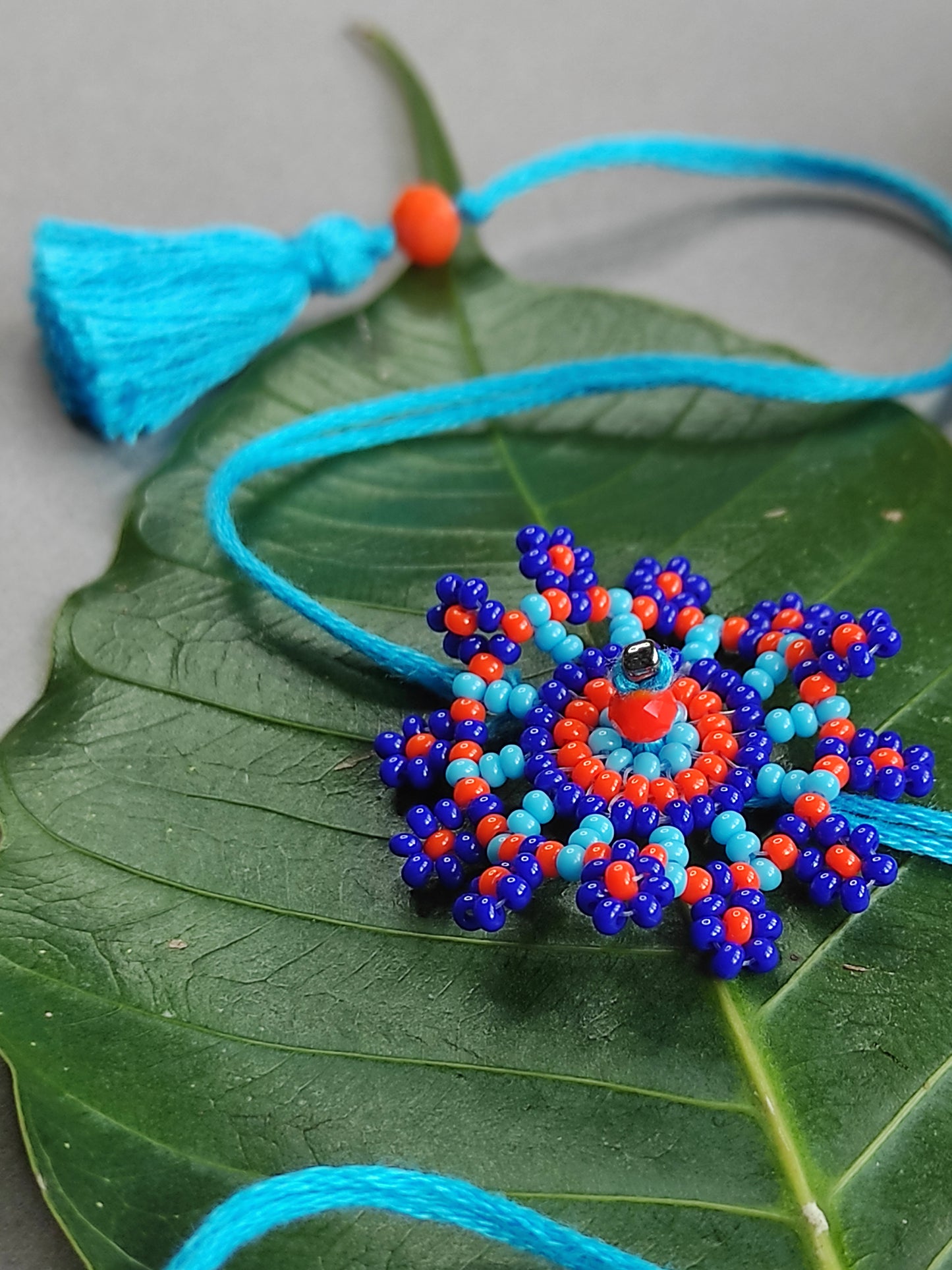 Floral Blue Handmade Rakhi