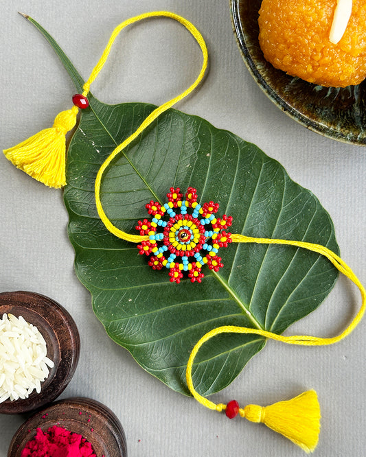 Floral Red Handmade Rakhi